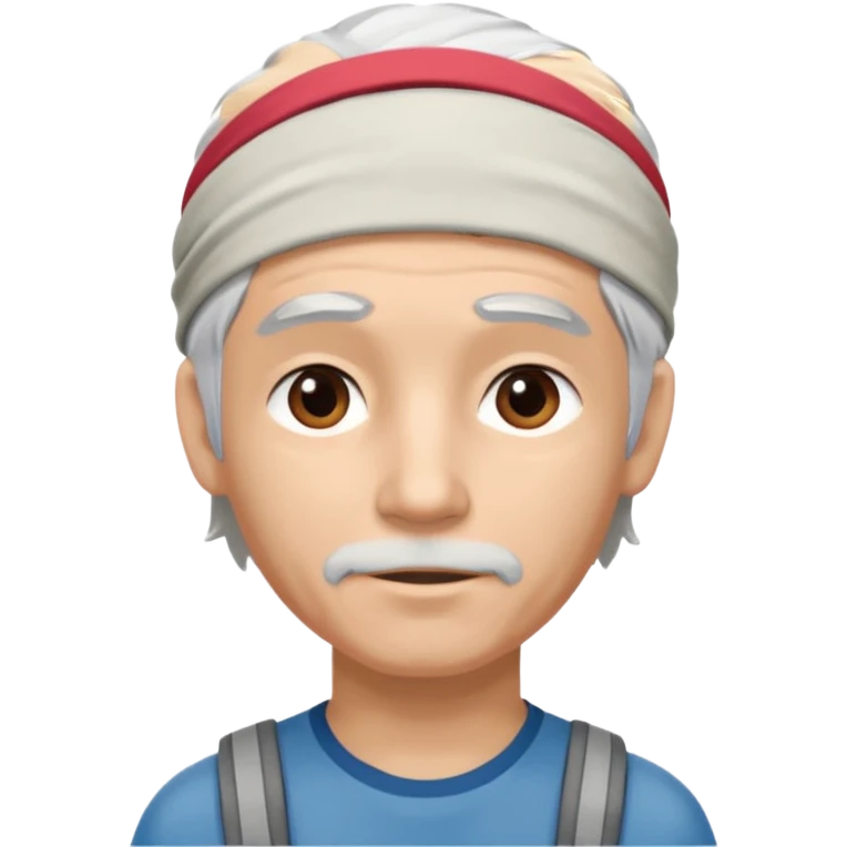 young climber man with white/grey hair and headband emoji