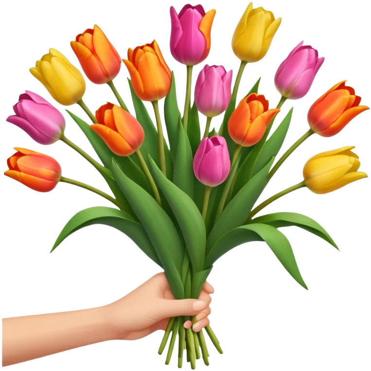 tulip boquet in one hand held boquet emoji