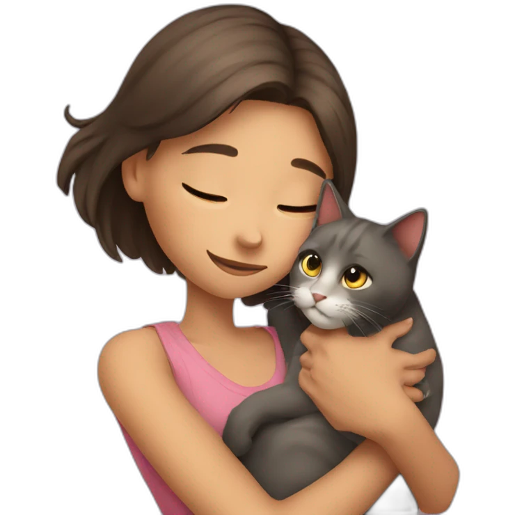 A girl hugging a cat emoji