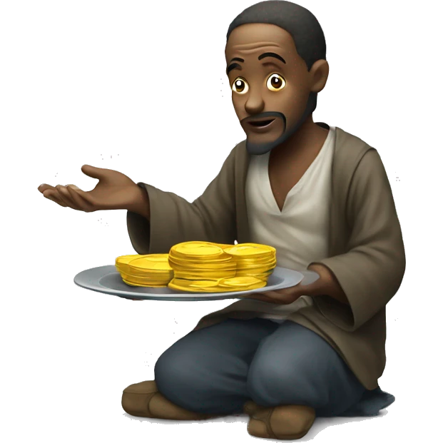 Beggar asking money with plate emoji