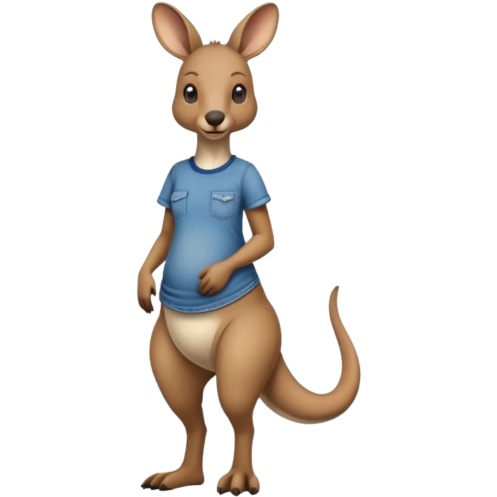 female kangaroo anthropomorphised wearing jeans and a t-shirt walking upright emoji