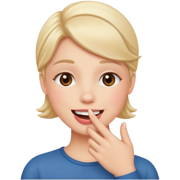 Blush hand on on the mouth looking happy emoji