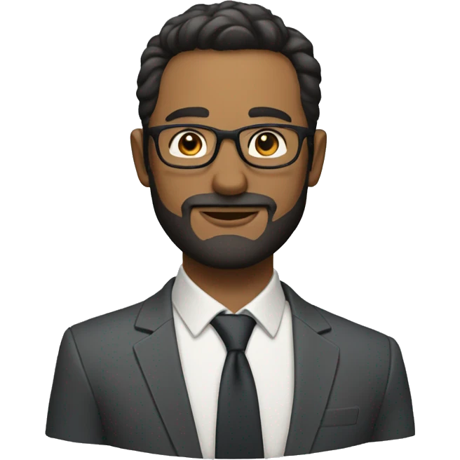 man with glasses, short beard, fair skin, and suit but no tie emoji