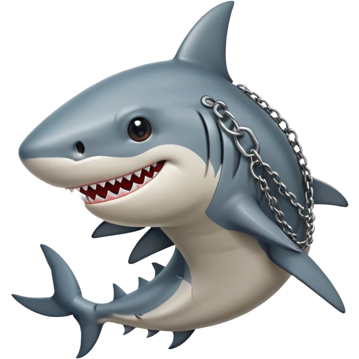 Anthropomorphic shark without head fins, wearing a gambeson and chainmail coif with messy black hair smiling emoji