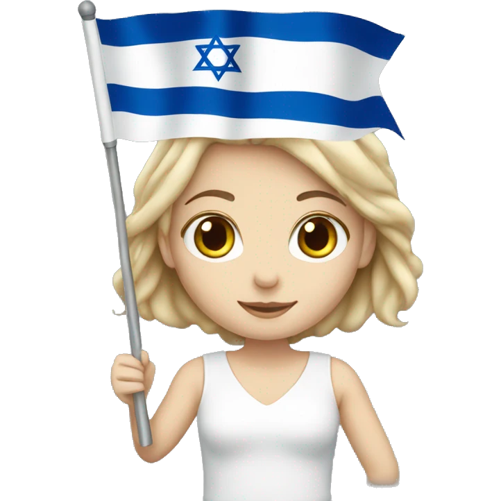 White girl holding Israel flag emoji