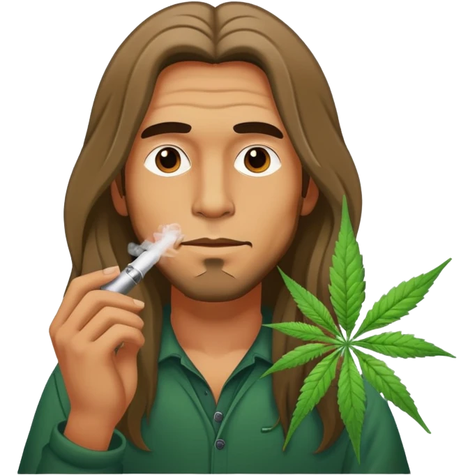 Man vaping weed long hair emoji