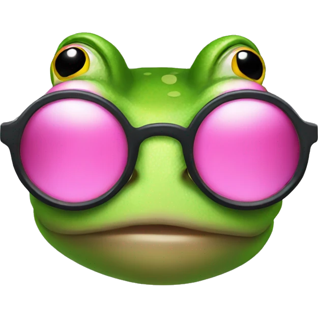 A frog with pink glasses emoji