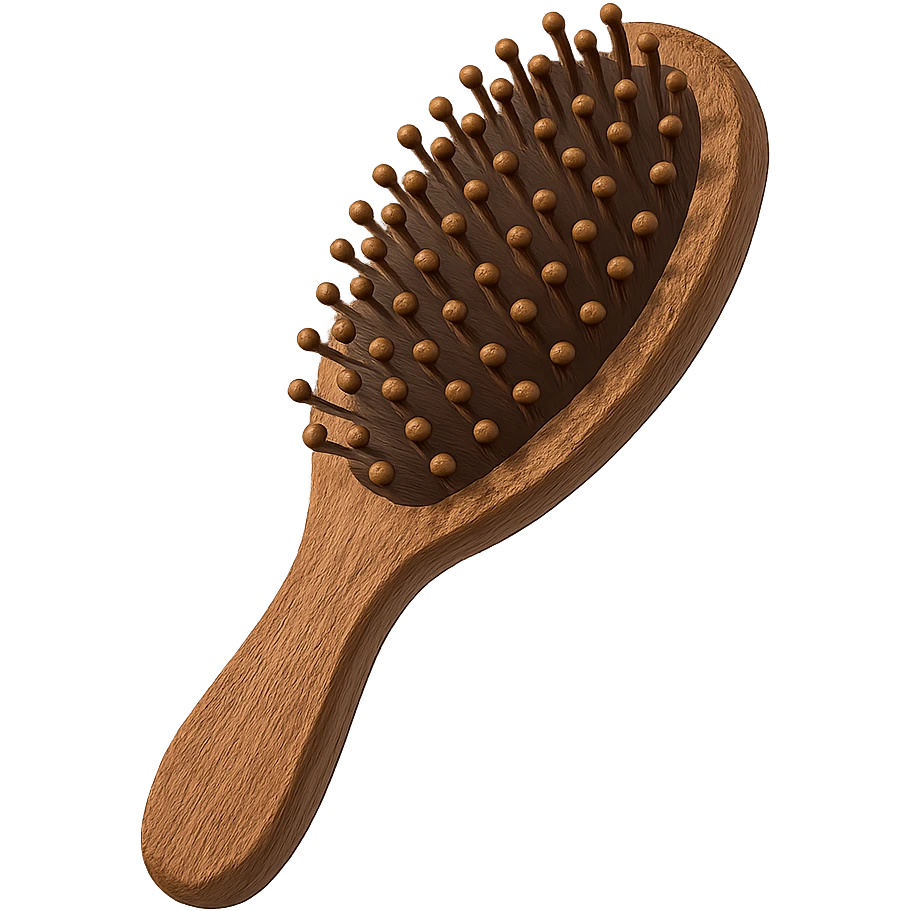 a brown hairbrush, simple, clear details emoji