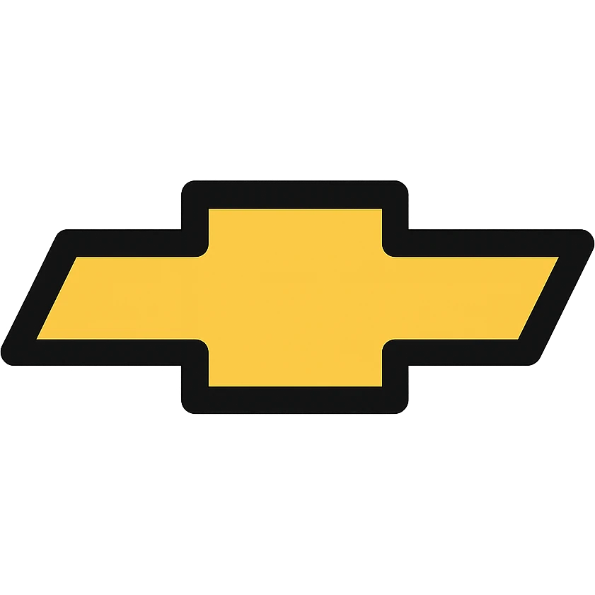 Chevrolet emblem, flat color icon, bold yellow and black, simple and modern, no text emoji