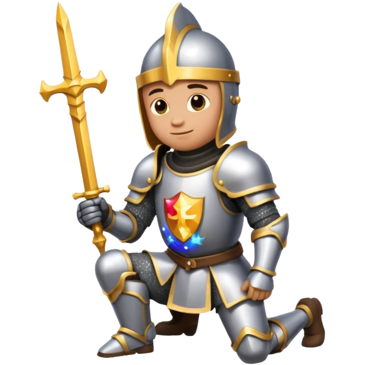 knight kneeling with sparkles, minimal details, emoji style, no text emoji