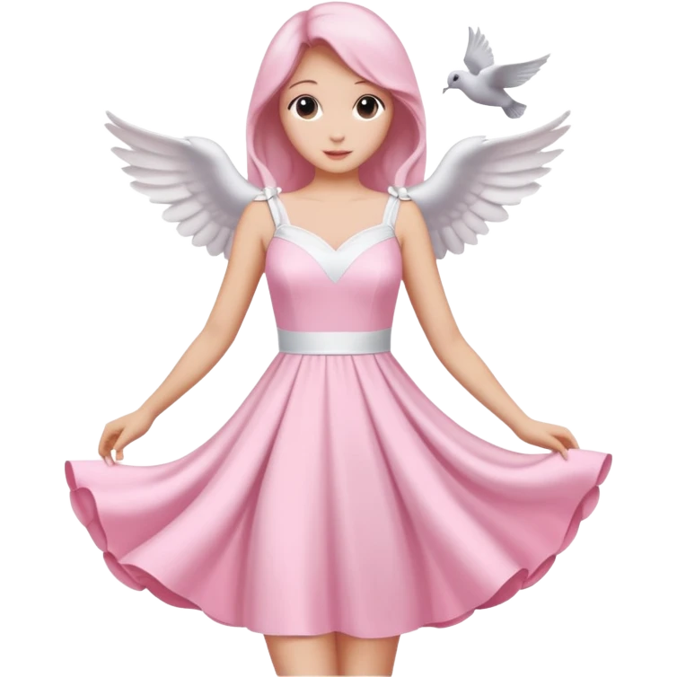 Pink and white simple hocross with a dove  emoji