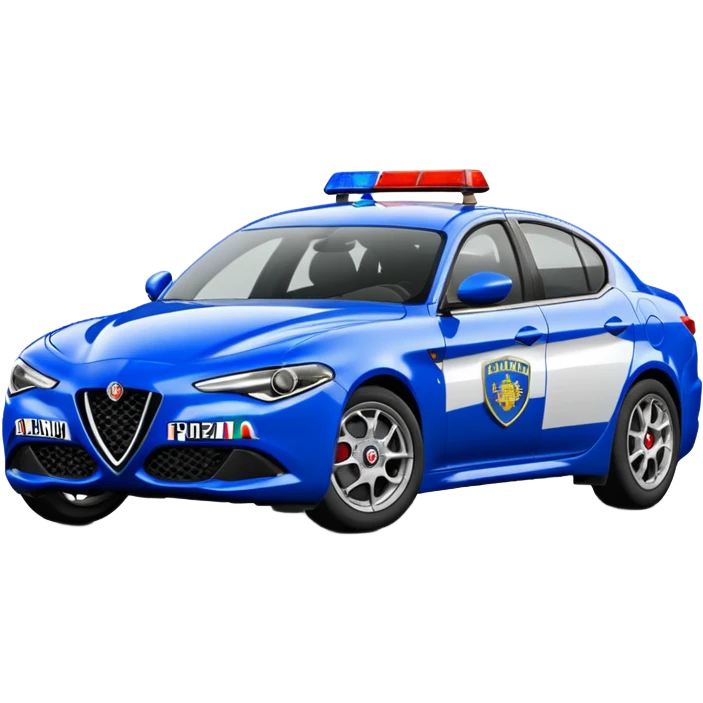 crea auto di servzio alfa romeo giulia tutta blu con la scritta sul lato polizia penitenziaria  emoji