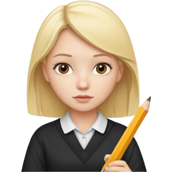 Blonde girl studyng emoji