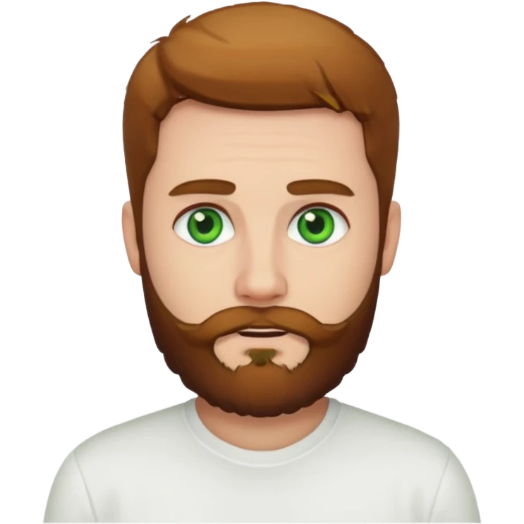 green eyed, white shirt man bearded emoji