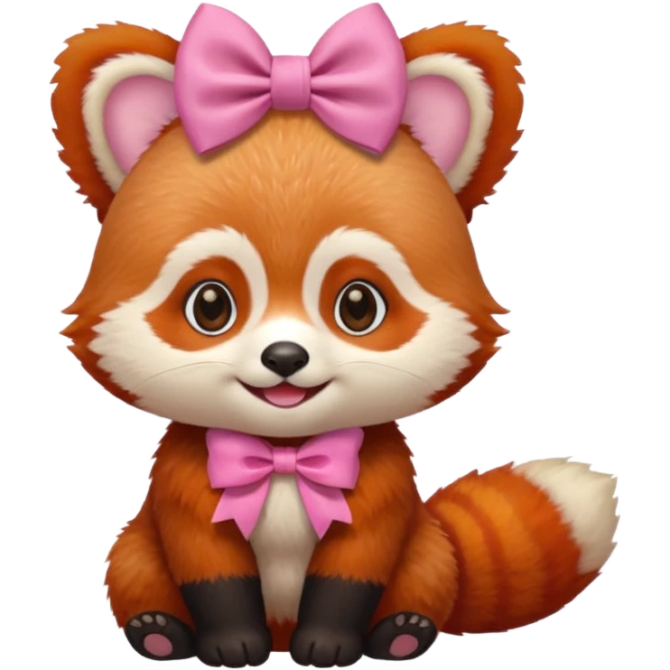 baby Red panda wearing a pink bow emoji