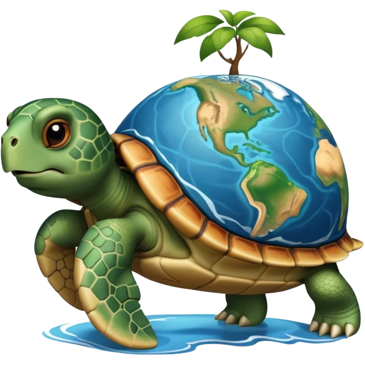 turtle with the earths map on its back emoji