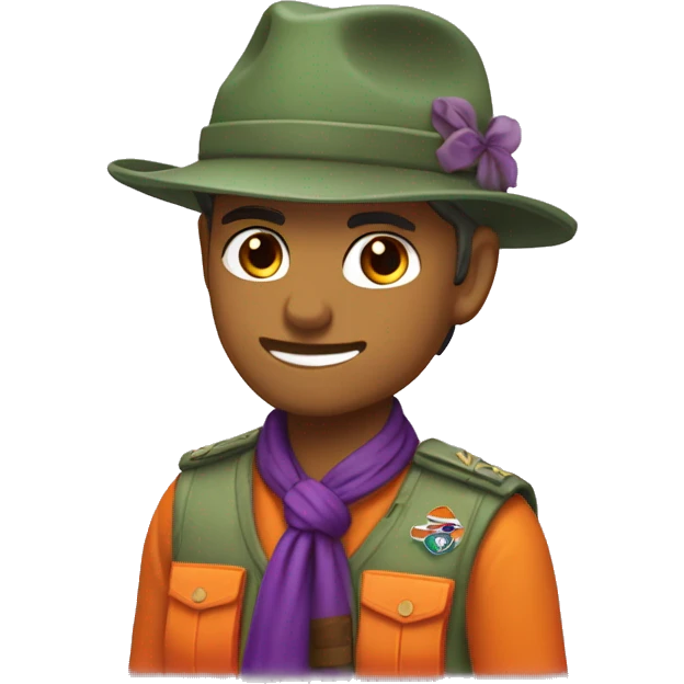 pañuelo scout verde, naranja y violeta emoji