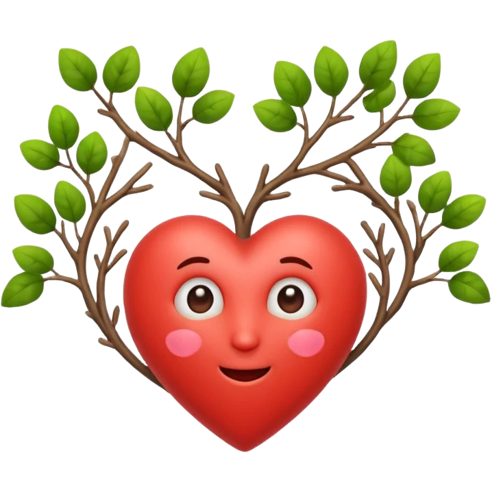 nature bard character heart sign with branches emoji