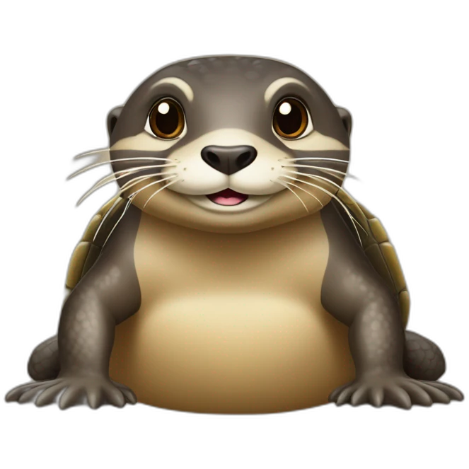 Une loutre sur une tortue emoji