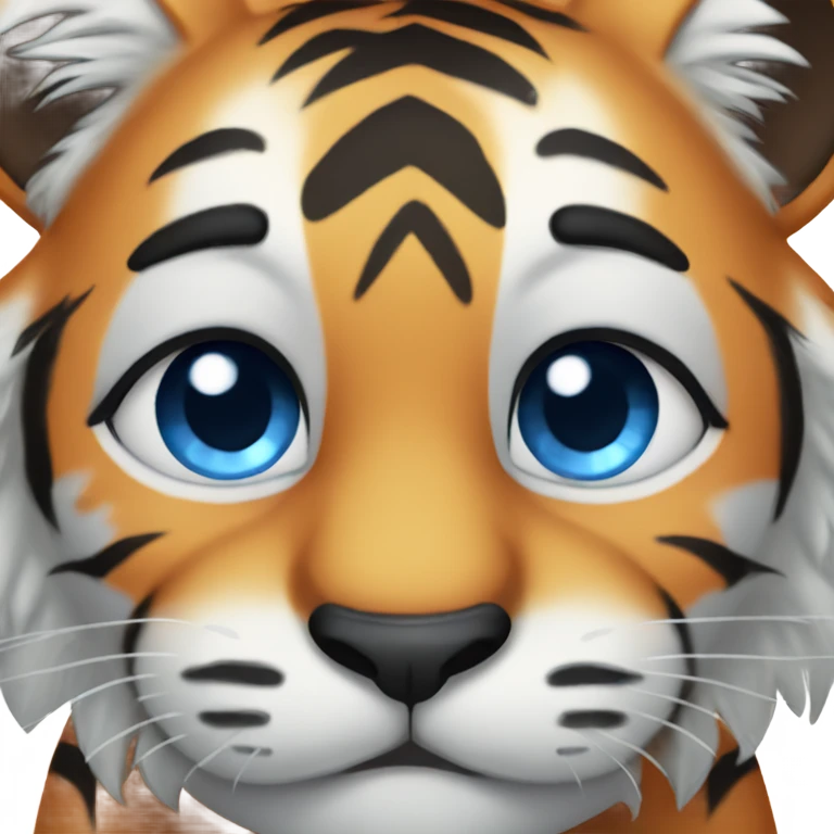 Cute tiger with blue eyes emoji