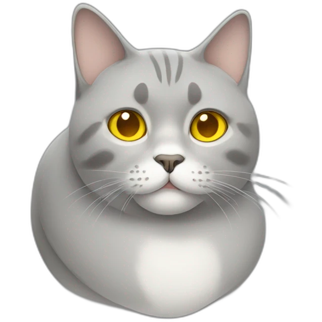 Fat cat grey with yellow eyes emoji