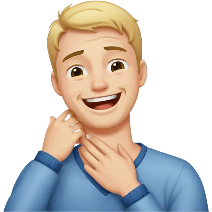 guy holding his neck laughing crying emoji