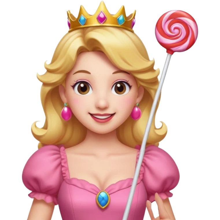 Princess peach with a lollipop emoji