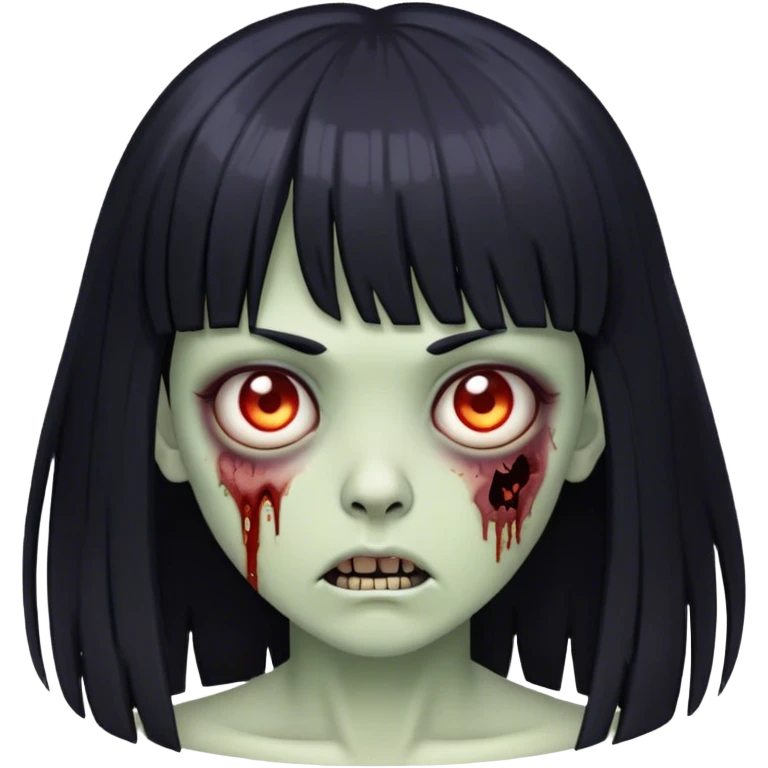 zumbie with bkack hair and bangs emoji