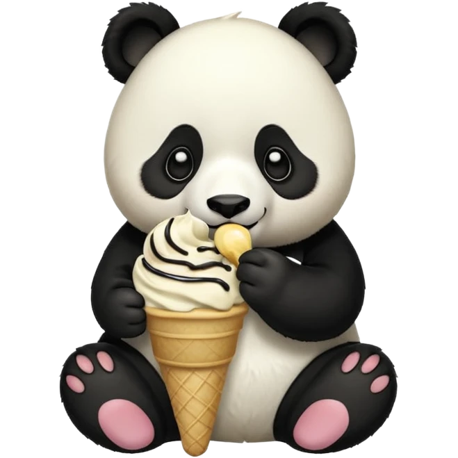 Panda eating ice cream emoji