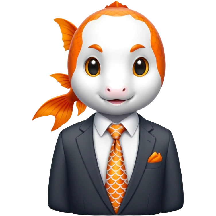 koi fish wearing business suit emoji