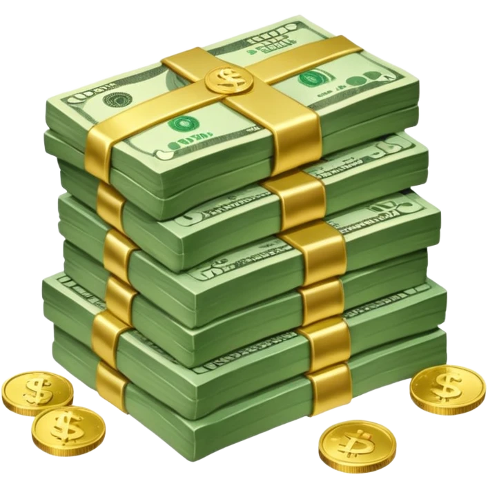 a lot of money and a small amount of money emoji