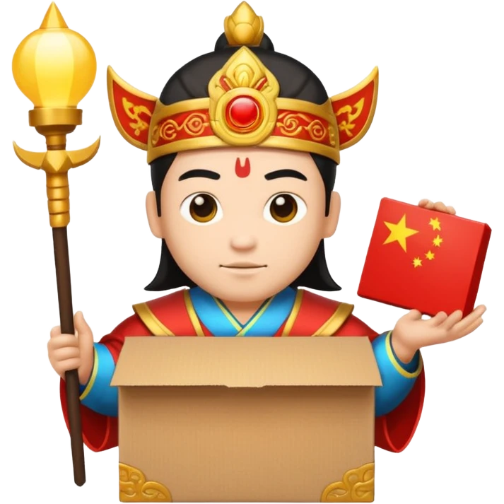 chinese god hold carton box emoji