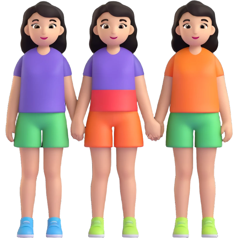 3 girls standing in a group emoji