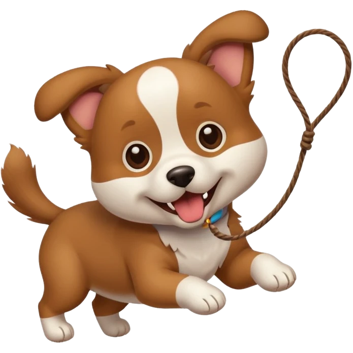 dog playing with a string toy emoji