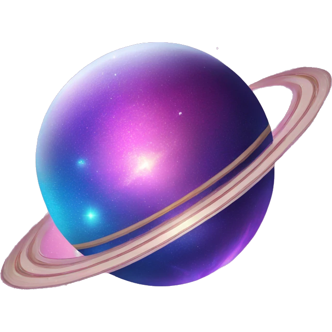 sparkly glittery blue purple and pink glitter planet with white saturn ring emoji