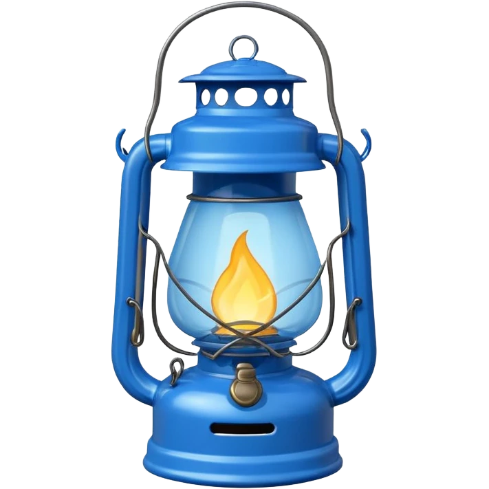 adorable cartoon blue oil lantern emoji, hurricane style with wire guard emoji