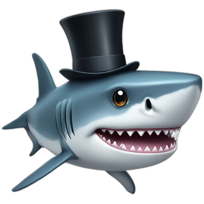 Shark with a top hat emoji