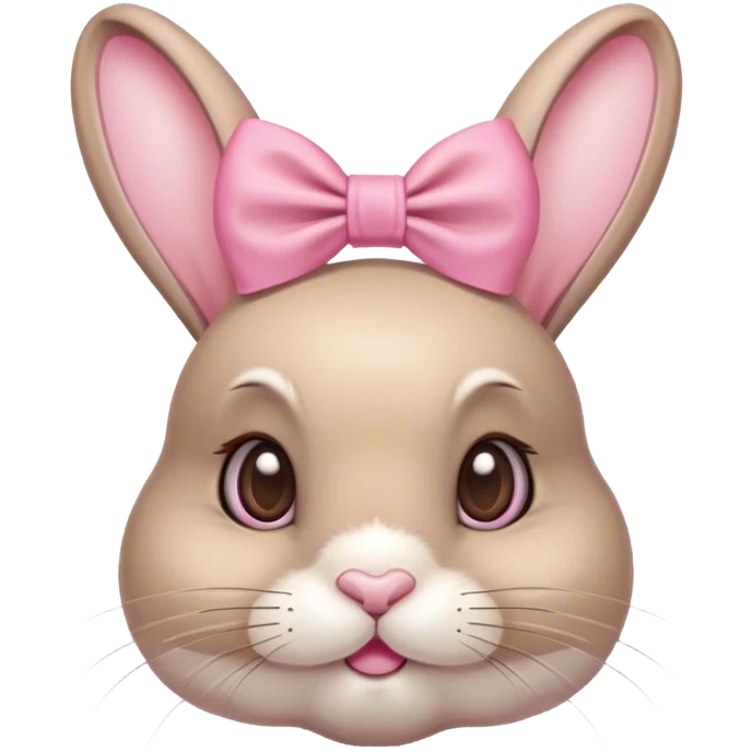 Real beige bunny with a pink bow emoji
