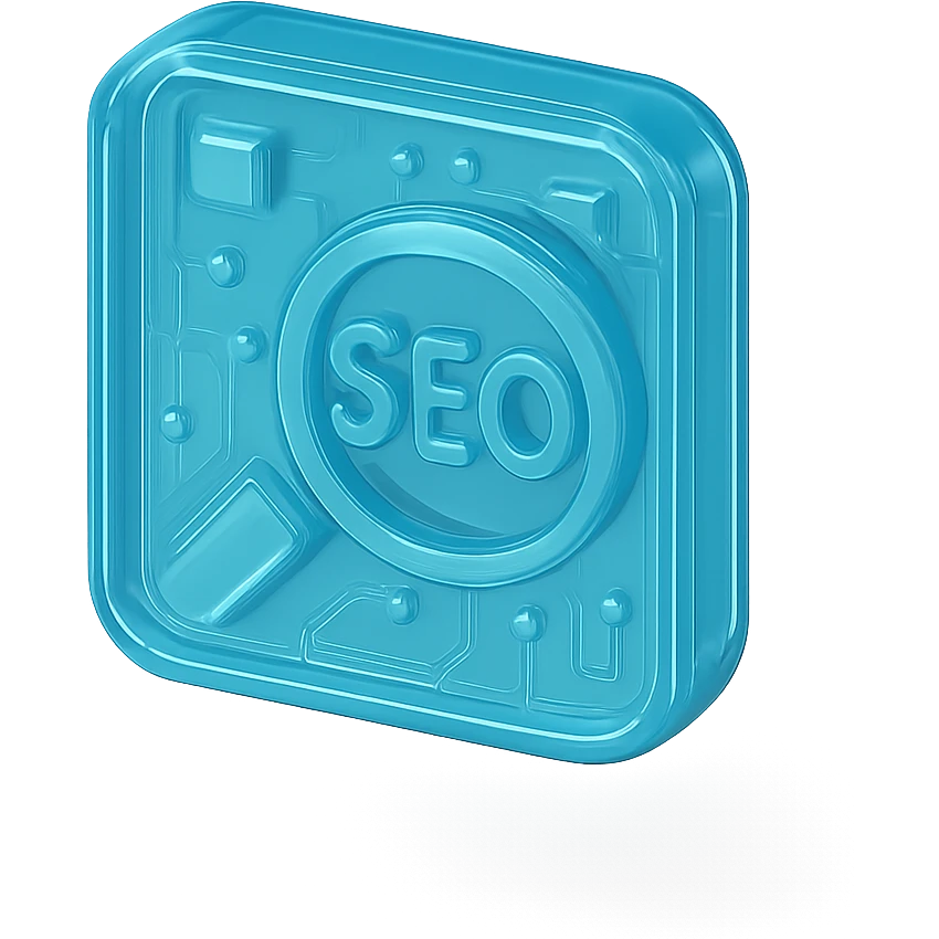 SEO Optimization Icon, cyan blue emoji