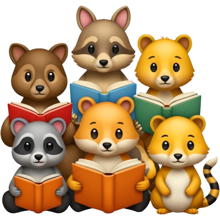 animals reading books emoji