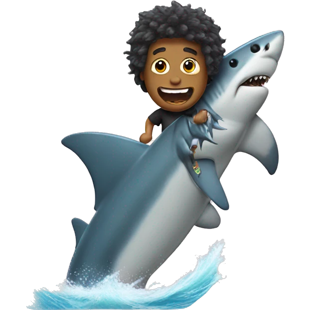 Shark with wig surfing emoji
