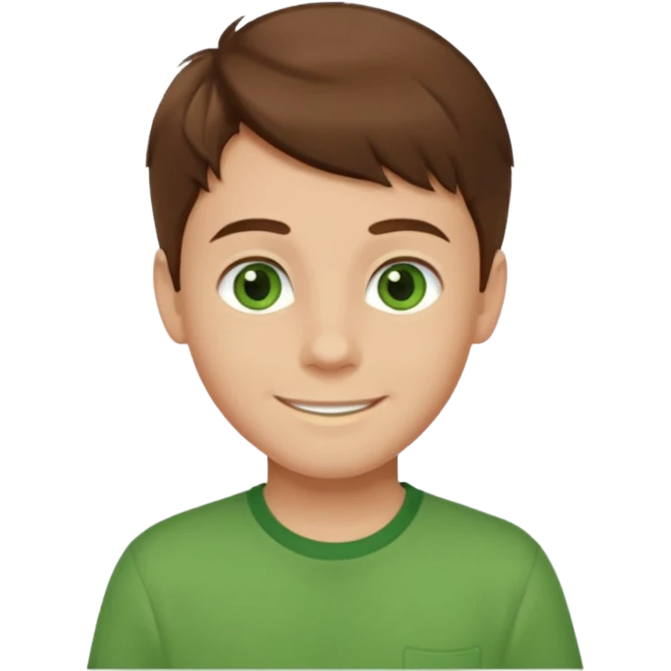 boy with brown hair and green eyes with green shirt emoji