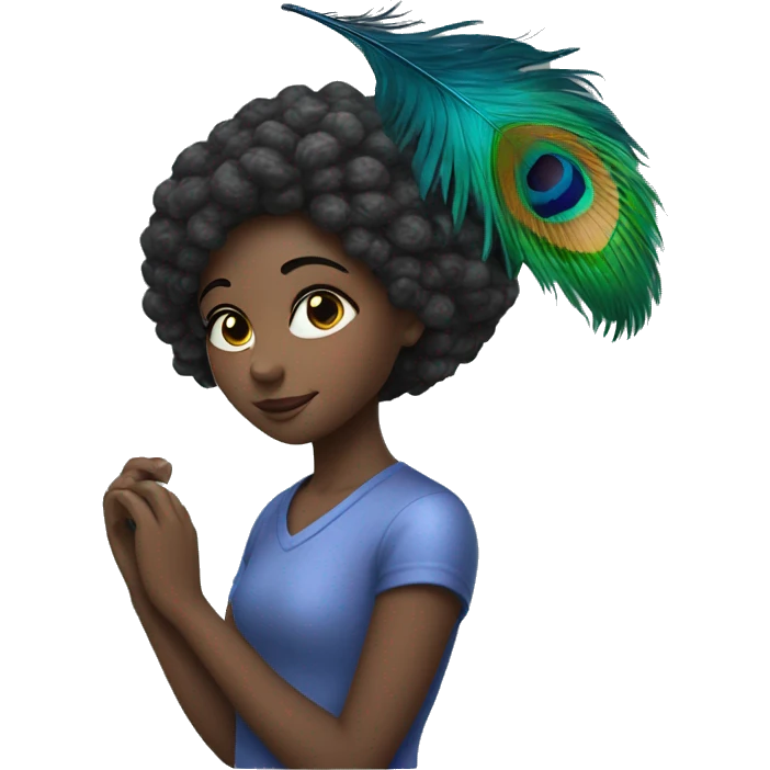 a girl wth peacock feather emoji