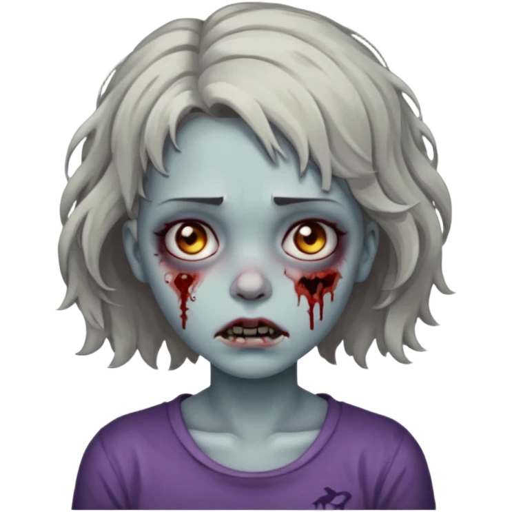 Zombie girl with bruises, she has a short wavy hair. emoji