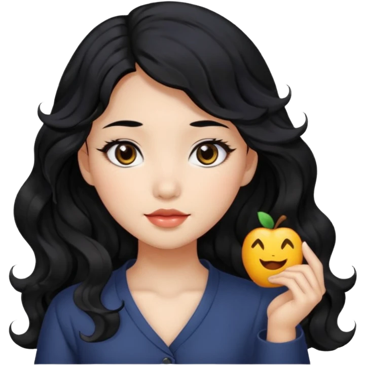 Beautiful girl,Black hair,wavy hair，long hair,Black eyes,Chinese emoji