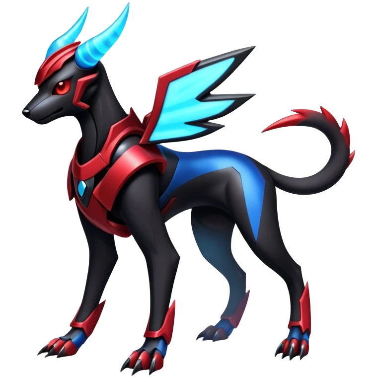 Shiny Gothic Exotic Futuristic Houndoom-Genesect-Pokémon-Fakémon-hybrid-creature emoji