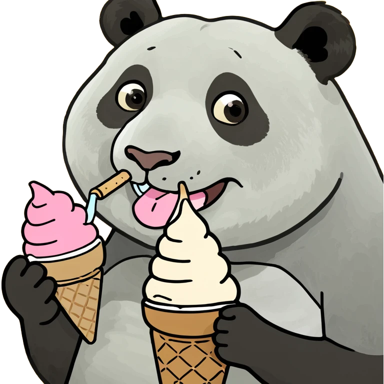 Panda eating ice cream emoji