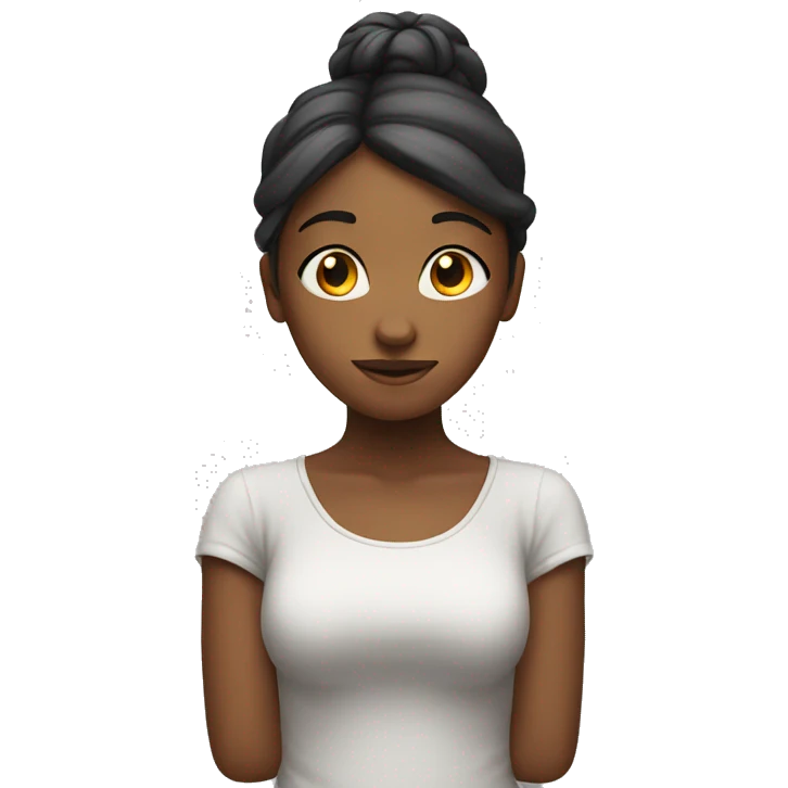 Girl with both hands up like holding something on head emoji
