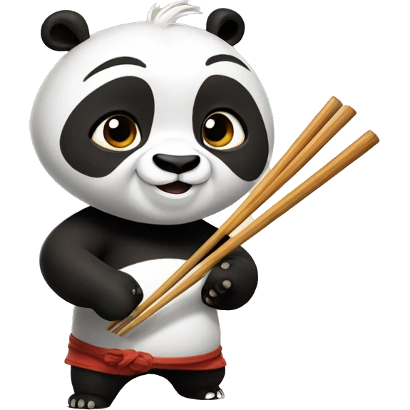 Kung Fu Panda, having chopsticks in one hand emoji