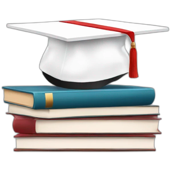 White Student cap with red medical cross On a stack of books emoji